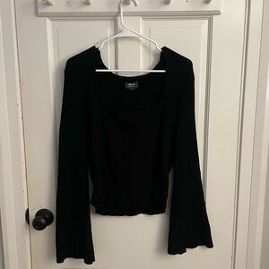 Classy Black Top with Flared Sleeves